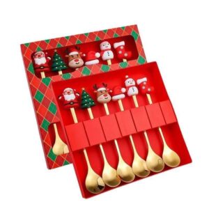 6 piece christmas themed coffee spoon