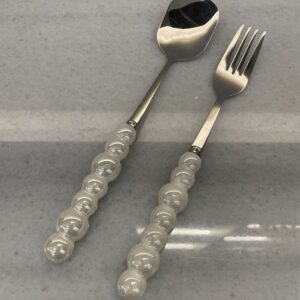 Pearl handeled spoon and fork set