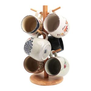 6 piece cup with wooden holder set