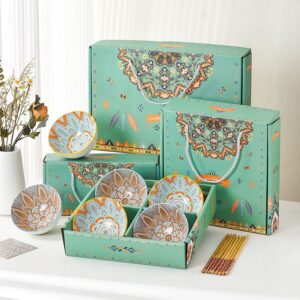 Bohemian style ceramic bowl and chopstick set